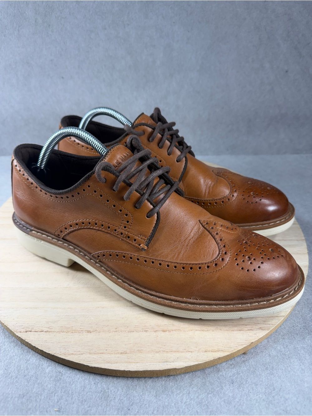 Cole Haan Go To Wing Oxford Men 9 M British Tan Leather Wingtip Shoes C34120